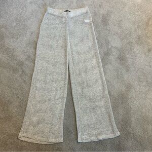 Zara cream-beige metallic sheer crochet knit mesh net pants beach coverup Sz L